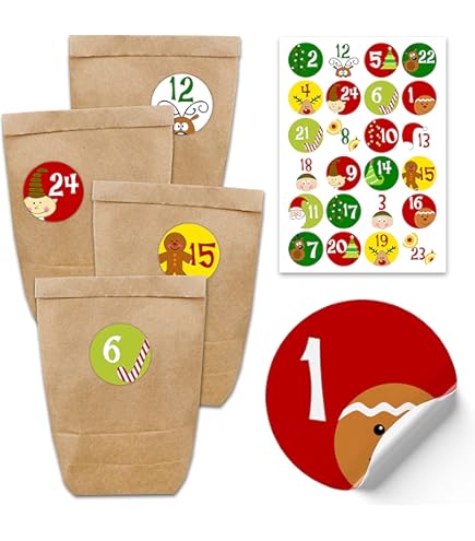AUXHCYL Adventskalender Zum Selber Befüllen - 24 Tüten 18x9cm DIY Set