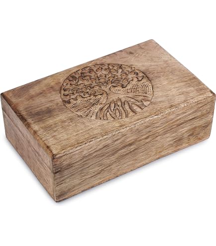 Boîte à Bijoux En Bois Sculpté à La Main Ajuny - Coffre Au Trésor Décoratif Motif Croix, Organisateur Élégant Pour Montres & Souvenirs (8x5 Pouces)