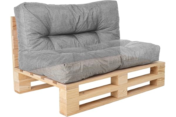 Bananair - Coussin Palette Extérieur Confortable - Tissu Résistant, Anti-UV & Déperlant - Coussin Salon de Jardin Extérieur, Balcon, Terrasse (Taille Polyvalente Assise ou Dossier, 120X60 cm, Gris)