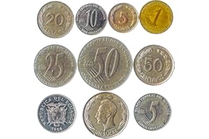 HOBBY OF KINGS 10 Vieilles pièces de Monnaie de la République de l’Équateur. Les pièces de Collection sud-américain équatoriens CENTAVOS. Choix Parfait pour Votre Tirelire, Porte-Monnaie ET Album pour LA Monnaie