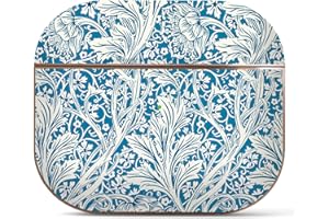 Berkin Arts Etui na AirPods Pro 1 sztuka etui różowe złoto twarda obudowa z brelokiem wzór adamaszku (William Morris-Arcadia niebieski kwiatowy)