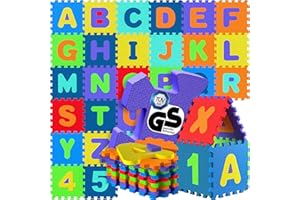SPIELWERKŽ Tapis de Jeu Puzzle en Mousse Alphabet et Chiffres 86 pičces 36 Dalles 30x30cm bébé Enfant Bas âge