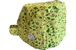 AQOS | Gorros quirofano mujer, hombre, quirurgico, enfermera, sanitario, para dentista, cirujano, con botones, para pelo largo y corto (Avocado)