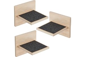 NOVECRAFTO Wandmontierte Katzentreppe, 3er-Set, Beige Sonoma-Eiche, Quadratisch, 20 cm Breit, Geeignet Für Große Haustiere, Hält Bis Zu 20 kg | Langlebige Katzenregale Mit Traktionsgeweben