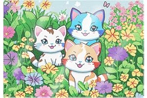 CXINLky Diamond Painting - Set di tovagliette all'americana con rivestimento antipolvere per sala da pranzo, terrazza, tavolo 01 gatto in fiori