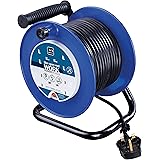 Masterplug Four Socket Medium Open Cable Reel Extension Lead with Handle, 30 Metres, Blue