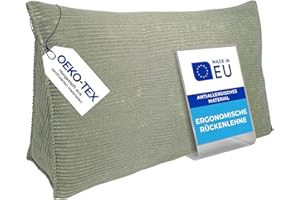 ‎PILLOWS24 Pillows24 - Cord Rückenkissen für Bett & Sofa mit abnehmbarem, waschbarem Bezug [ 120cm - Cord-Grün ] | Bequemes Keilkissen und Lesekissen fürs Bett | Großes Sofakissen für Rückenlehne und Sofa