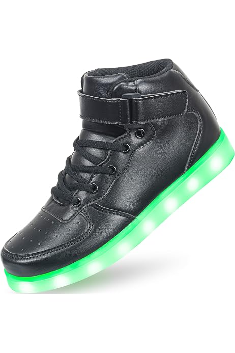 Aptesol Kids Youth Led Light Up Sneakers Unisex Boys Girls High Tops Cute Cool Flashing Shoes Halloween Xmas School Birthday Party Dancing Shoes Pink 8 5 Toddler Amazon Ae