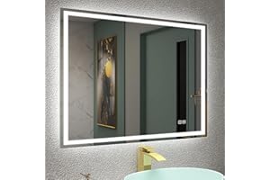 STARLEAD Miroir-Salle-de-Bain-avec-Éclairage 60x80cm, Miroir-Mural-Salle-de-Bain avec 3 Couleurs Lumière, Anti-buée, Gradable, Mémoire, IP44 Verre Trempé Miroir-LED, Horizontal/Vertical