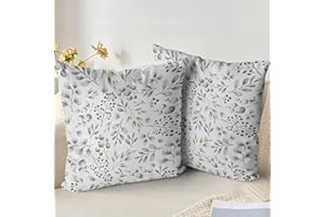 XPHZZL Cushion Covers Set of 2 Pack 40 x 40 cm - Soft Double Sided Garden leaves Decorative Pillow Covers for Sofa Bed Garden Outdoor Spring Decor with Invisible Zipper 16 x 16 Inch-White
