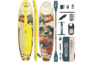 A&BBOARD 335cm x 88cm Stand Up Paddle Boards gonfiabile con accessori SUP Premium, pompa a doppia azione, zaino, design ampio e stabile, giovani e adulti