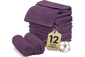 Novo Home Serviettes de Toilette Lot de 12 – Gants de Toilette 100% Coton (30x30cm) – Doux, Séchage Rapide, Flanelles Hautement Absorbantes pour Salle de Bain, Spa, Salle de Sport – Violet Foncé