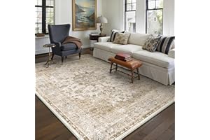 PureCozy Tappeto Salotto Moderno, Tappeti Camera Da Letto, 160x230 cm Tappeto Vintage Corridoio Antiscivolo Lavabile Pelo Corto per Cucina, Soggiorno, Ufficio, Interno,Marrone