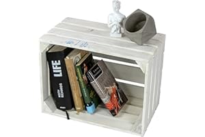 LAUBLUST Große Vintage Holzkiste - 40x30x25cm, Weiß Lackiert, Neu, Unbenutzt | Möbel-Kiste | Wein-Kiste | Obst-Kiste | Apfel-Kiste | Deko-Kiste aus Holz