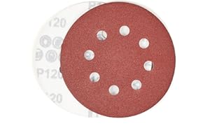 Toowood 20pcs 125mm Sanding Discs, 8-Hole Dustless Hook & Loop Sandpaper, 120 Grit Professional Abrasive Discs for Orbital Sander, Woodworking and Auto Body Refinishing