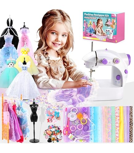 BARVERE Fashion Design Kit, Couture Coffret Styliste avec 4 Mannequin Couture Enfant, Kits de Loisirs Créatifs Pour Adolescentes 6 7 8 9 10 11 12 ans, Cadeaux de Noël, Cadeaux D'anniversaire