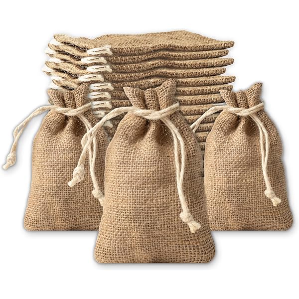 MANCHAP 30 Sacchetti In Iuta Per Bottiglie Di Vino 15x35 Cm Con Coulisse - Borse Regalo Naturali Per Matrimoni E Feste