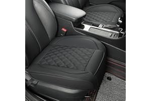 Vankerful 2 Pack Leather Front Car Seat Covers,Bottom Seat Covers for Cars,Driver Car Seat Cushion Cover for Most Vehicles,Sedan,Truck,SUV(Black)