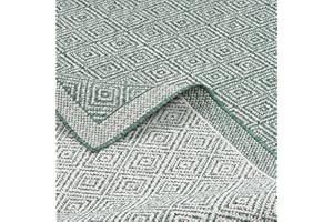 In- und Outdoor Teppich Hampton Grün Meliert - Beidseitig Verwendbarer und Wetterfester Teppich in Verschiedenen Größen für Terrasse, Balkon und Garten