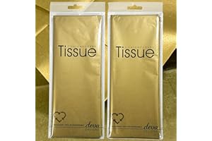 DEVA DESIGNS Gold Tissue | 8 Sheets of Tissue Paper | 2 Packs, Each with 4 Sheets Premium Quality Tissue | Biodegradable Packaging | Each Sheet 50x70cm, Ideal for Gift Wrapping and Crafts