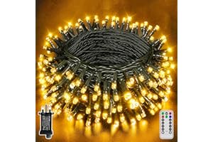 SKYELE Christmas Tree Lights Outdoor, 12m 120 LEDs Fairy Lights Plug in 8 Modes, Waterproof Warm White String Lights Mains Powered/Remote/Timer/Indoor/Outside Lights for Garden Party Xmas Decorations