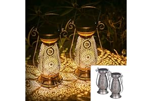 2 Stück Solar Laternen für Draußen, Görvitor IP44 Wasserdicht Metall Solarlaterne für Außen Orientalische, Warmweiß LED Solarlampen für Außen Garten Hängend Balkon Deko Vintage Gartendeko
