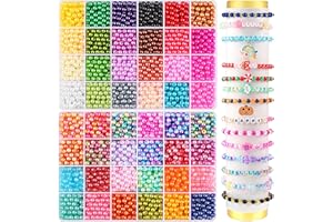 WINEE WIURGOHA 2400PCS 6mm Pearl Beads for Bracelets Making,48 Colors Round Pearls Bead for Jewelry Making Small Pearl Filler Beads for DIY Craft Necklace Earrings
