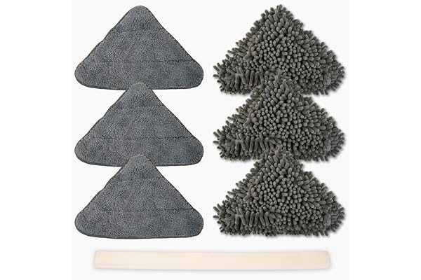 Fine Selections® ️ Triangulär mopp utbytessats | 3 delar av mikrofiber | 3 Chenille reservdelar, borste för rengöring av glas (reservdelar)