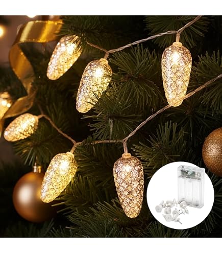 Weihnachten Deko Lichterkette, 2M 20 LED Schneeflocke Und Tannenzapfen Lichterkette Weihnachten, Weihnachtslichterkette Innen, Warmweiß Weihnachtsbeleuchtung Außen, Für Party, Weihnachten, Balkon