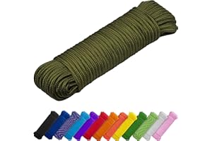 TECEUM Corde de séchage à linge – 22,7 m x 0,6 cm (7 mm) – Corde à linge – Maison et cuisine – Intérieur et extérieur – Cordon tressé léger en nylon polypropylène