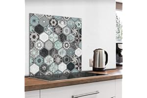 murando Spritzschutz Glas für Küche 60x60 cm Küchenrückwand Küchenspritzschutz Fliesenschutz Glasbild Dekoglas Küchenspiegel Glasrückwand Fliesen Mosaik - f-B-0296-aq-a