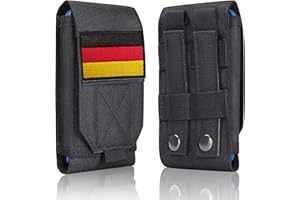 APROCASE Black Tactical Molle Waterproof Cellphone Pouch Case, Heavy Duty Phone Holster Bag for iPhone 11 12 13 Pro Max Samsung S22 S21 S20 FE Note 20 A02S Less 6.7 Inch Phone with 1 Pack Germany Flag Patch