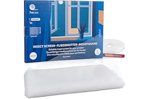 Mosquitera de Ventana: Malla contra Insectos de 150x180 cm para la Ventana en Color Blanco y tamaño Grande - Cortina mosquitera con Cierre Adhesivo - Red antiinsectos – LIVAIA