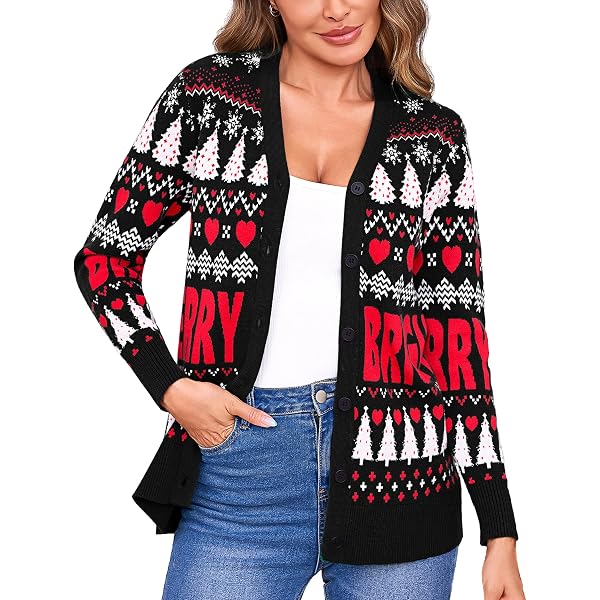 Kids4ever Maglione Dolcevita Natalizio Donna Stampato 3D - Morbido, Con Spacco Laterale, Taglie S-XL
