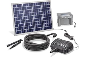 esotec Solar Bachlauf für Gartenteich 50/2500 | Komplettset mit AKKU Bachlaufpumpe Solarmodul 50Wp | Teichpumpe Solarbrunnen für draussen Springbrunnen Wasserspiel Vogeltränke | 2m 2500 l/h 101083