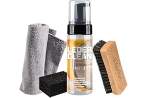 ‎SHINYCHIEFS ShinyChiefs Leder CLEAN Komplett Set - Schaumreiniger für Ledersitze und Lenkräder - Pflege und Reinigung für Glattleder - mattierender Lederreiniger für Autositze, Pumpspender 200ml