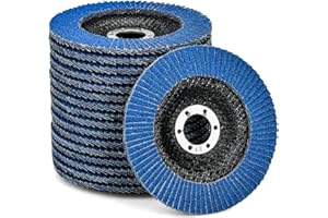 HATANSE 10 Piezas Discos Abrasivos Ø 125 mm x 22.2 mm Discos de Láminas Grano 120 Discos para Amoladoras Angulares para Acero Inoxidable Metal Acero y Madera, Azul