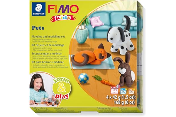 Staedtler Fimo Kids Form & play, Pain de Pâte à Modeler 42 g de Haute Qualité, Extrêmement Souple, pour Enfant, 8034 02 LZ