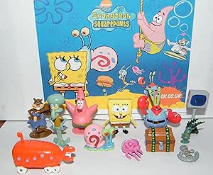Spongebob and Friends Mini Toy Figure Playset of 12 with Mr. Krabs, Computer Wife Karen ...
