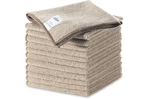 MR.SIGA Strykfri Mikrofiberduk, 12-pack | Allround Mikrofiberduk, Högabsorberande, Återanvändbar Hushållsrengöring, Vetefärgad, 32x32 cm
