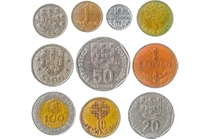 HOBBY OF KINGS 10 Vieilles pièces de Monnaie du Portugal. Pièces de Collection ESCUDOS Portugais CENTAVOS 1969-2001. Choix Parfait pour Votre Tirelire, Porte-Monnaie ET Album pour LA Monnaie