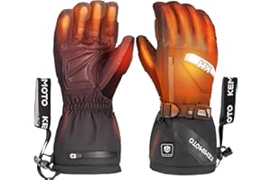 KEMIMOTO Guantes Moto Calefactables, Retención de Calor Desde -20℃ a -5℃, con Protección de Almohadilla EVA, 3 Niveles de Calefacción y 2500mAH, Esquí, Patinaje Actividades de Invierno