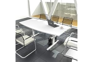 ‎WEBER BÜROLEBEN GMBH Weber Büroleben GmbH Easy Konferenztisch Bootsform 180x100 cm Weiß Besprechungstisch Tisch, Gestellfarbe:Weiß