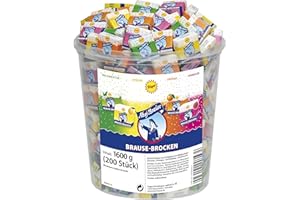 ‎FRIGEO AHOJ-BRAUSE Frigeo Ahoj-Brause Ahoj-Brause Brause-Brocken–extra große Brause-Stücke in vier prickelnden, süß-sauren Geschmacksrichtungen, Brause-Würfel einzeln verpackt, im Vorrats-Pack, 200 Stück im 1,6 kg Eimer