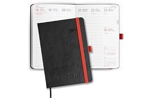 TOBJA Kalendarz na rok 2025, format A5, 1 tydzień, 2 strony – kalendarz kieszonkowy na rok 2025, w twardej oprawie, kalendarz na rok 2025, DIN A5