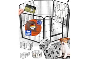 PFOTENWUNDER® Welpenauslauf 8/12-teilig, 80cm hoch, 2x2m + 1 Hundebett, 1 Trainingsbuch | Welpenlaufstall, Hunde-Laufstall faltbar für die Wohnung + Tür, Welpengehege Tierlaufstall Indoor Outdoor
