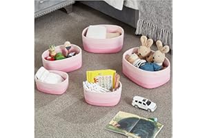 MANGATA Cestas de Almacenaje Inodoras, Cestas Tejidas de Cuerda de Algodón para Armario, Estante, Cajón, Pequeñas Cajas de Almacenaje para Llaves, Toallas, Material Suave (Rosa, Paquete de 5)