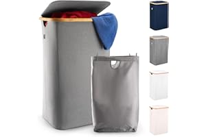 Lonbet - Cesto Grande Grigio - XL 100 Litri - Porta Biancheria Sporca con Coperchio - Portabiancheria Sporca con Manici