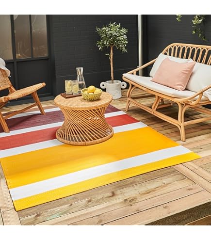 LEDSA MART Indoor/Outdoor Reversible Plastic Rug | Perfect For Patio, Decking, Terrace, Balcony, Hall, Kitchen, Garden, Picnic | UV, Stain And Water
