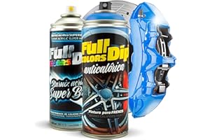 FULLCOLORS Kit Pintura para Pinzas de Freno Super Brillo en Spray 400ml (x1 Spray Pintura + x1 Spray Barniz Brillo) - Fácil aplicación - Acabado Profesional (11 Colores a Elegir) (Azul Miami)